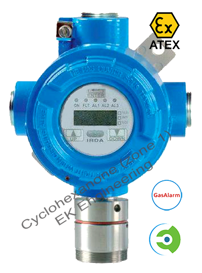 Cyclohexanone LEL detector - online, fixed transmitter, ATEX, SIL 2, metallic enclosure, LCD display